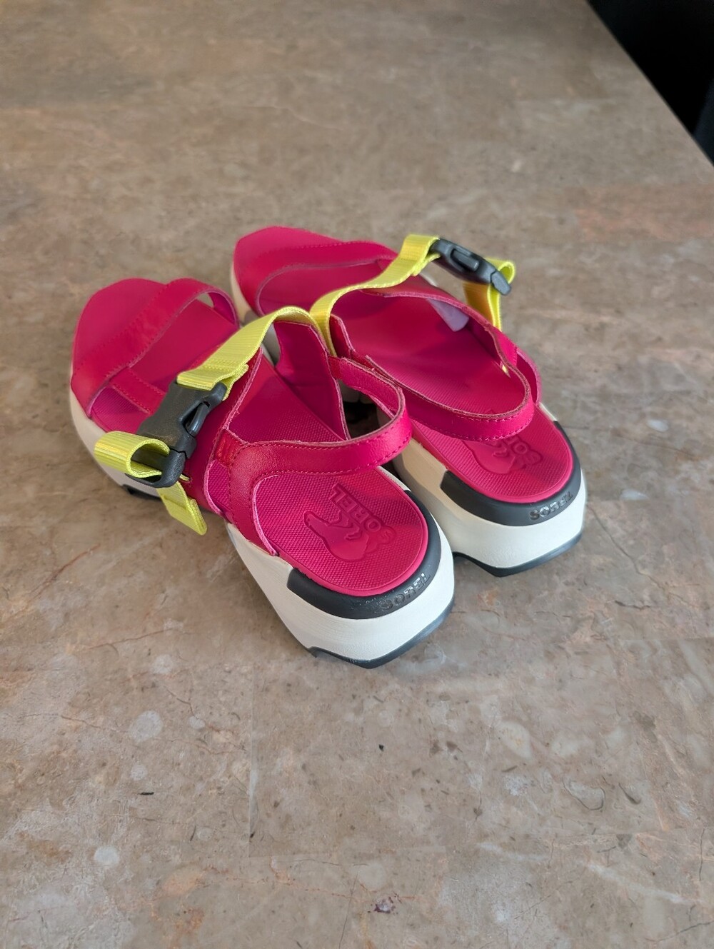 Sorel Kinetic Impact Sling Leather Sandals Pink Yellow Sandals Women's Size 7.5 - Picture 6 of 12